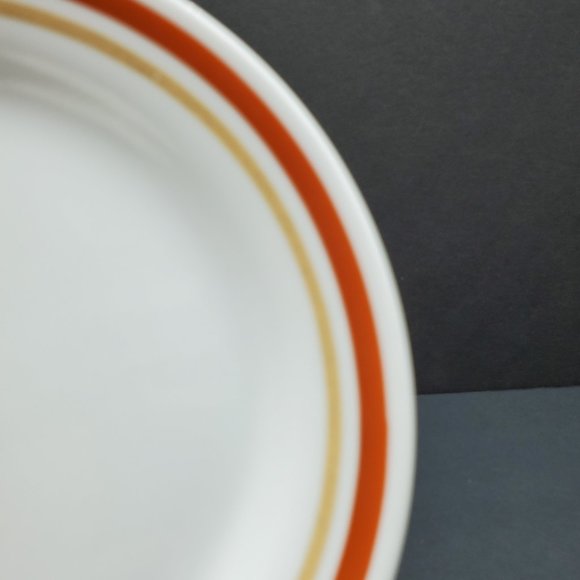 Corelle Cinnamon Chestnut Bread and Butter Plates Rust Tan Bands Dessert Plates - Picture 3 of 5
